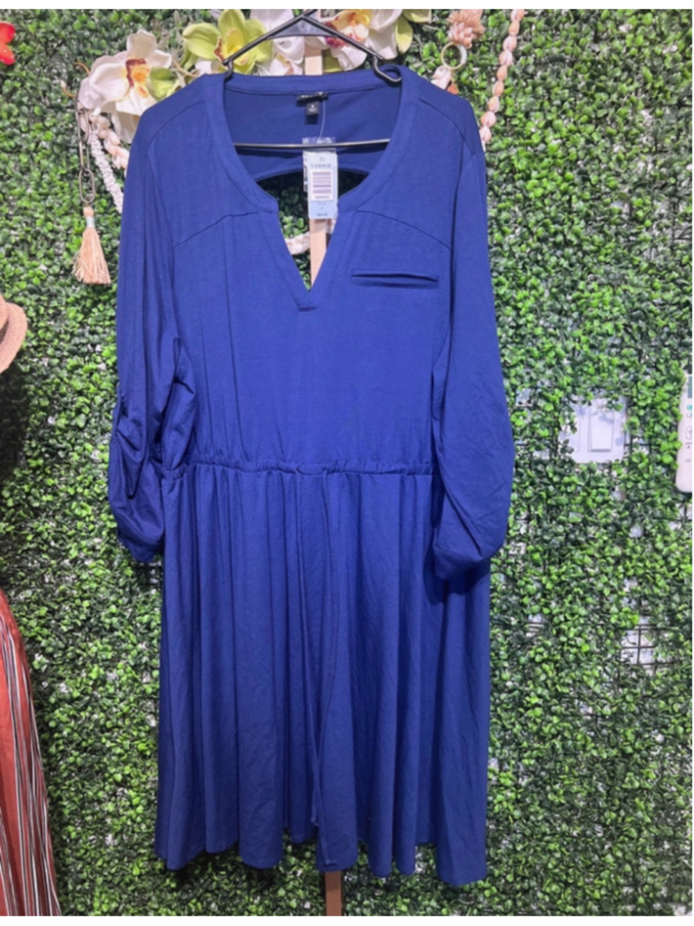 Royal Blue Roll-Tab Sleeve Shirt Dress size XXL 3XL